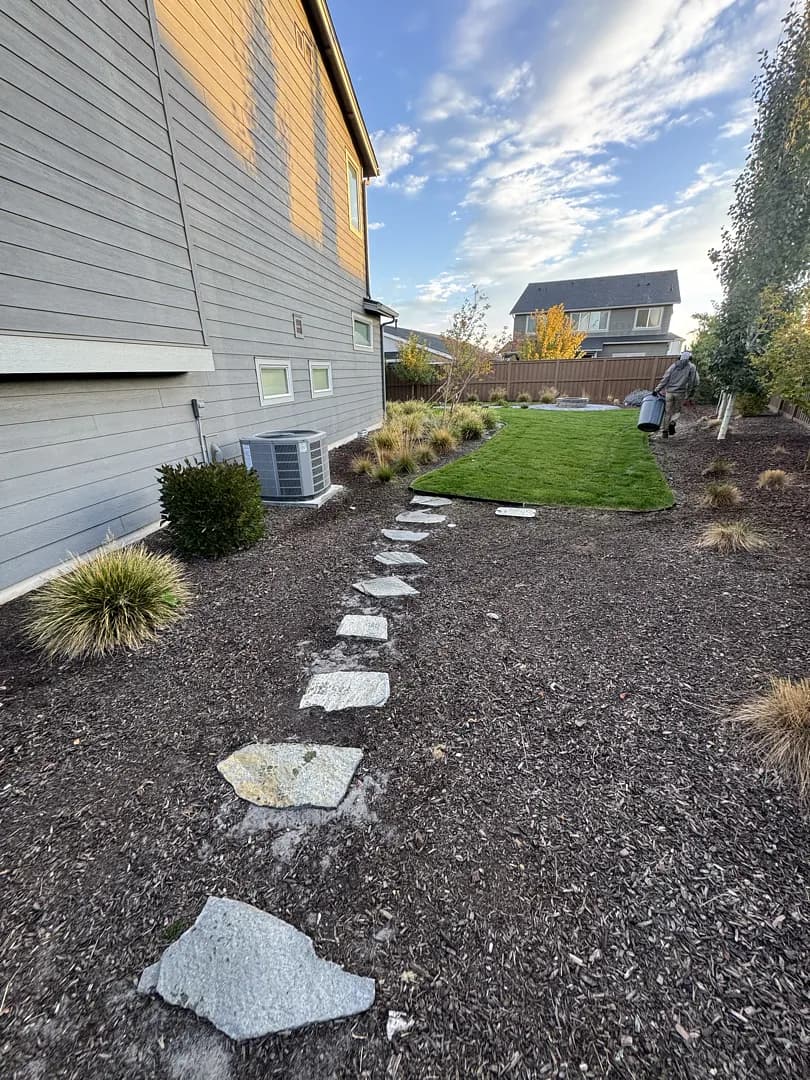 Gallery photos for Full Backyard Landscape Maintenance With Fire Pit and Paver Walkway: Image #4