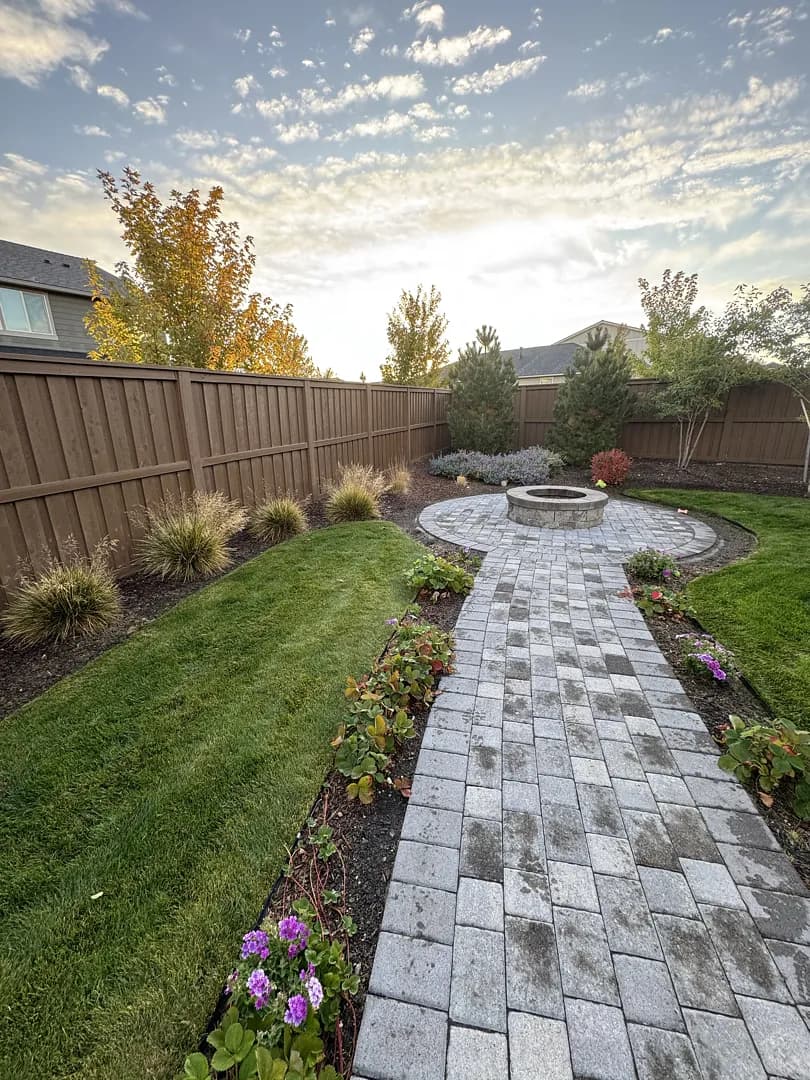Gallery photos for Full Backyard Landscape Maintenance With Fire Pit and Paver Walkway: Image #3