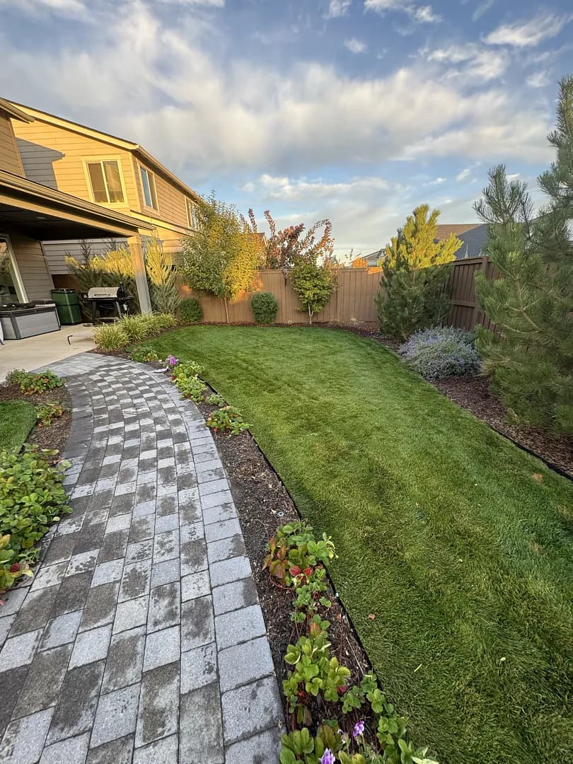 Gallery photos for Full Backyard Landscape Maintenance With Fire Pit and Paver Walkway: Image #2
